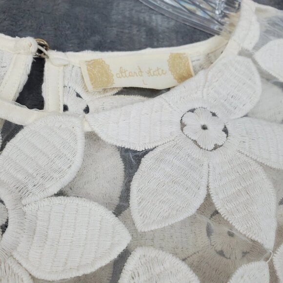 Altard State Dress Blue Cream Floral Lace Tulle Cottage Fairy Pleated Size L NEW - Picture 3 of 16